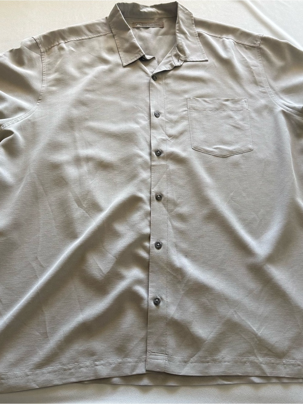 REI Co-op Men's Sahara Camp Shirt XXL Gray Modal Blend Short Sleeve Button Up